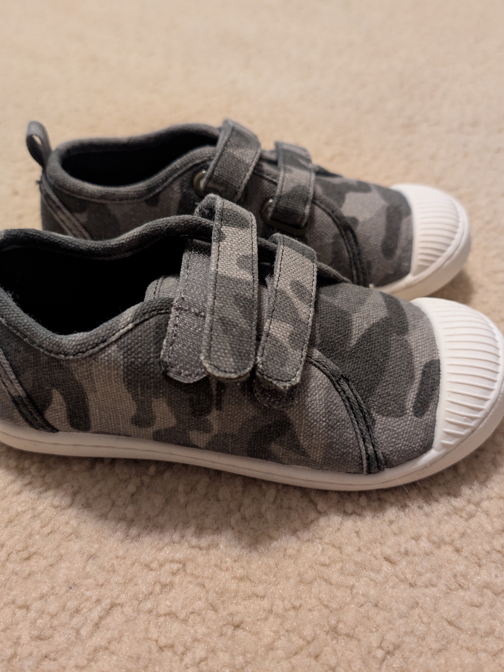 jumping beans Gray Camo Canvas Kids Sneakers with Dual Straps